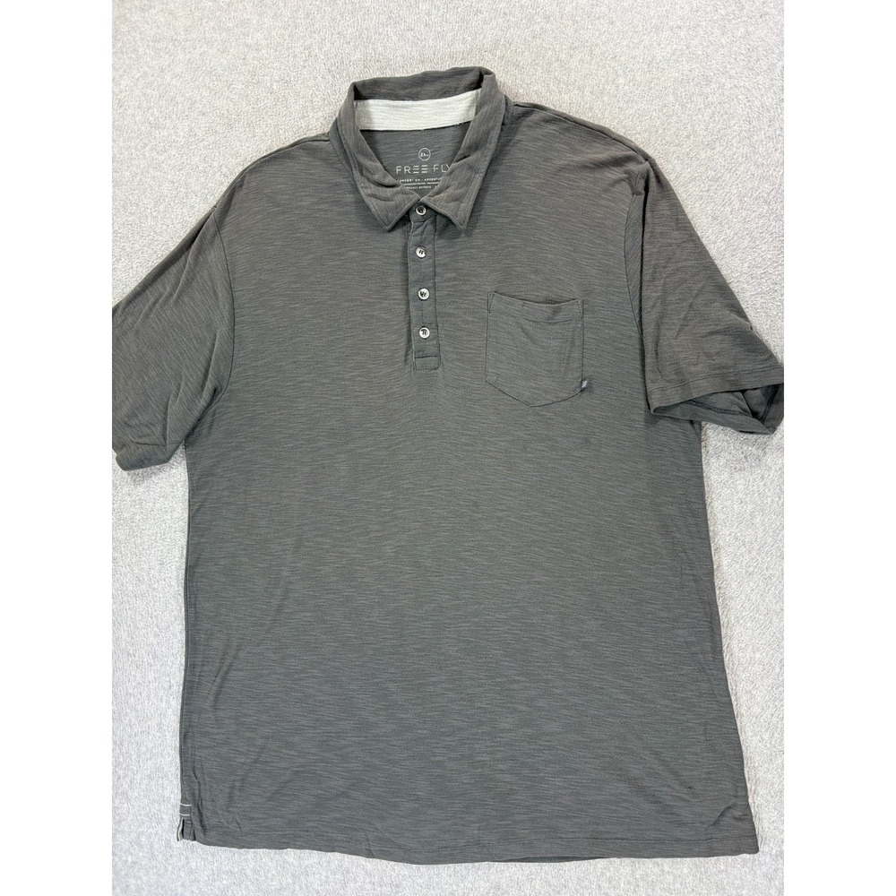 Free Fly Bamboo Blend Short Sleeve Polo Shirt (Men's 2XL) Gray